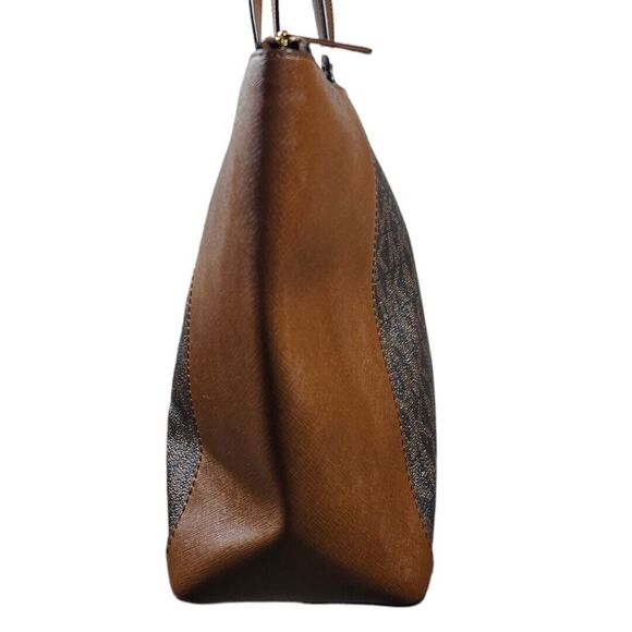 Michael Kors Sinclair Large Logo Tote Bag Brown Canvas Leather 38H9CN2T2B Flaw - Picture 2 of 13